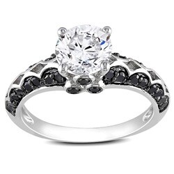 Sterling Silver 2/5ct TDW Black Diamond and White Sapphire Ring