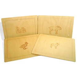 J.K. Adams Baby Animal Wood Place Mats (Set of 4)