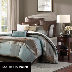 Madison Park Davenport Blue/ Brown 8-piece Comforter Set