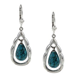 Southwest Moon Sterling Silver Turquoise Teardrop Earrings