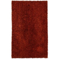 Hand-woven Red Shag Polyester Rug (5' x 7'6)