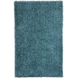 Hand-woven Blue Shag Polyester Rug (3'6 x 5'6)