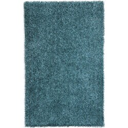 Hand-woven Blue Shag Polyester Rug (5' x 7'6)
