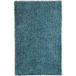 Hand-woven Blue Shag Polyester Rug (7'6 x 9'6)