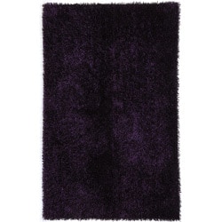 Hand-woven Purple Shag Polyester Rug (2' x 3')