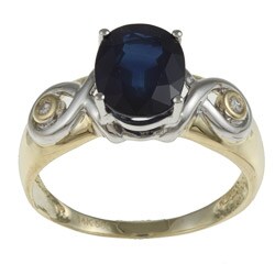 14k Two-tone Gold Sapphire and Diamond Accent Ring