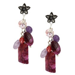 Charming Life Silvertone Multi-gemstone and Pearl Fiesta Earrings (4 mm)