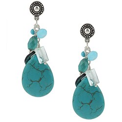Charming Life Silvertone Turquoise Blue Fiesta Fringe Earrings