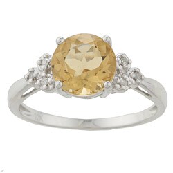 Viducci 10k White Gold Citrine and 1/10ct TDW Diamond Ring (G-H, I1-I2)