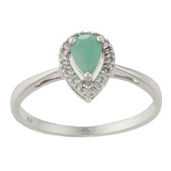 Viducci 10k White Gold Emerald and 1/10ct TDW Diamond Ring (G-H, I1-I2)