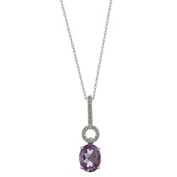 Viducci 10k Gold Amethyst and 1/10ct TDW Diamond Necklace (G-H, I1-I2)