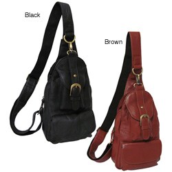 Amerileather Grylls Petite Cowhide Leather Multi-pocket Sling Bag