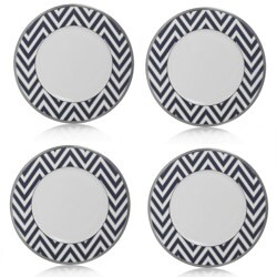 Mikasa Color Studio Blue Platinum Zigzag Accent Plates (Set of 4)