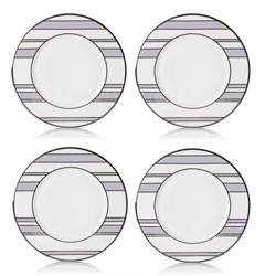 Mikasa Color Studio Grey Platinum Varied Stripe Accent Plates (Set of 4)