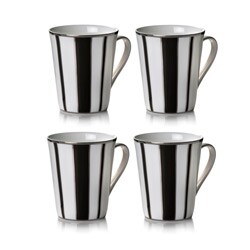Mikasa Color Studio Black and Platinum Stripe Mugs (Set of 4)