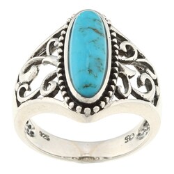 Southwest Moon Sterling Silver Turquoise Filigree Ring