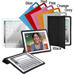 iPad 2 Premium Ultrathin Leatherette Stand Case and Screen Protector