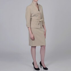 Sharagano Women's Heather Sand Skirt Suit