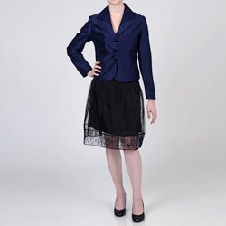Sharagano Studio Women's Purple Shantung Sheer Hem Skirt Suit