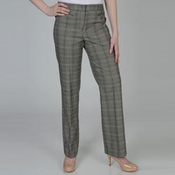 Larry Levine Women's Plaid Flat-front Pants