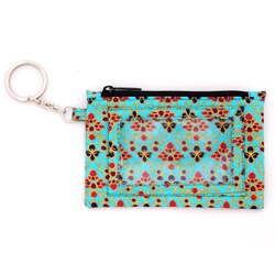 Cotton Canvas Baht Blue Keychain ID Holder (Thailand)