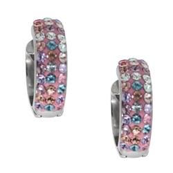 Sterling Silver Multicolor Crystal Hoop Earrings