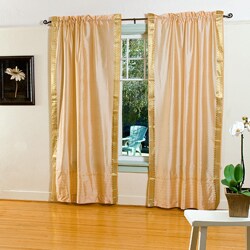 Golden Sheer Sari 84-inch Rod Pocket Curtain Panel Pair (India)