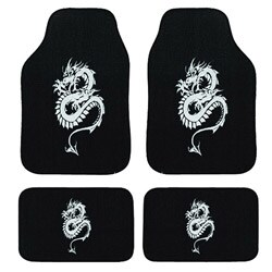 Dragon Automotive 4-piece Embroidered Carpet Floor Mat Set