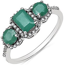 10k White Gold Emerald and 1/4ct TDW Diamond Ring (I-J, I2-I3)