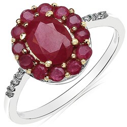 10k White Gold Ruby and Diamond Accent Ring