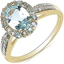 Malaika 10k Yellow Gold Aquamarine and Diamond Accent Ring