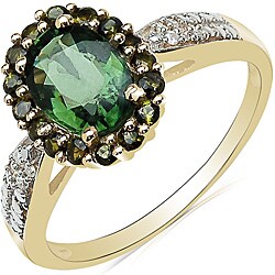 Malaika 10k Yellow Gold Green Tourmaline and Diamond Accent Ring