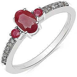 10k White Gold Ruby and 1/10ct TDW Diamond Ring (I-J, I2-I3)