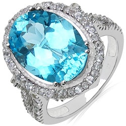 Malaika Sterling Silver Blue and White Topaz Ring