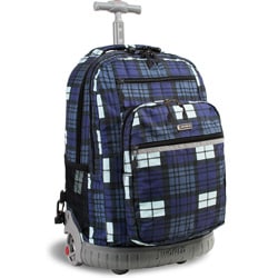 J World 'Sunset' Tartan Navy 19.5-inch Rolling Laptop Backpack