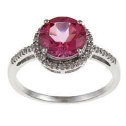 Viducci 10k Gold Pink Topaz and 1/8ct TDW Diamond Accent Ring (G-H, I1-I2)