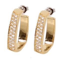 NEXTE Jewelry Gold Overlay Pave-set Cubic Zirconia Square Hoop Earrings