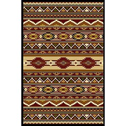 Soho Black/ Red Country Rug (7'10 x 10'3)