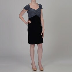 Onyx Nite Women's Colorblocked Sweetheart Cap-sleeve Dress