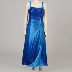 Onyx Nite Women's Plus Size Blue Ombre Glitter Ball Gown