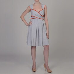 Tiana B Women's Striped Piped Seersucker Sun Dress
