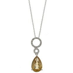 Viducci 10k White Gold Citrine and 1/10ct TDW Diamond Circle Necklace (G-H,I1-I2)