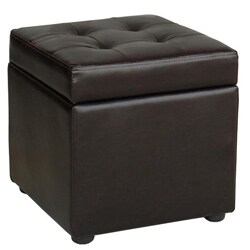 Bi-cast Leather Dark Espresso Storage Ottoman 