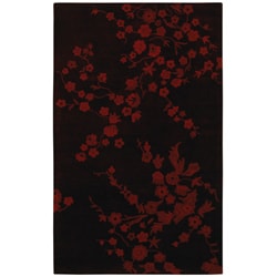 Hand-tufted Red Flower Wool Rug (5' x 8')