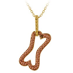 18k Two-tone Gold over Silver Champagne Diamond Bone Necklace