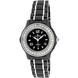 Le Chateau All Black Ceramic Women's Watch with Zirconia Studded Bezel