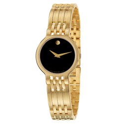 Movado Women's Stainless Steel Case and Bracelet Black Dial Watch