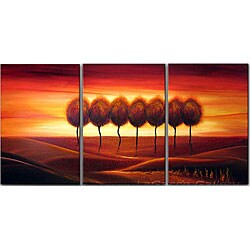 Abstract 'Lone Tree' Giclee Canvas Art (Set of 3)