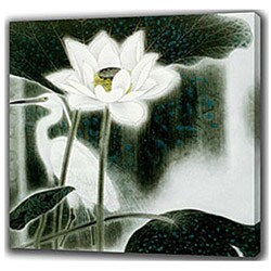 'Bird and Flower with Waterfall' Canvas Art