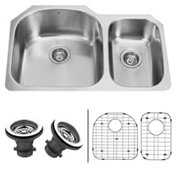 VIGO 31-inch Undermount Stainless Steel Kitchen Sink, Two Grids and Two Strainers